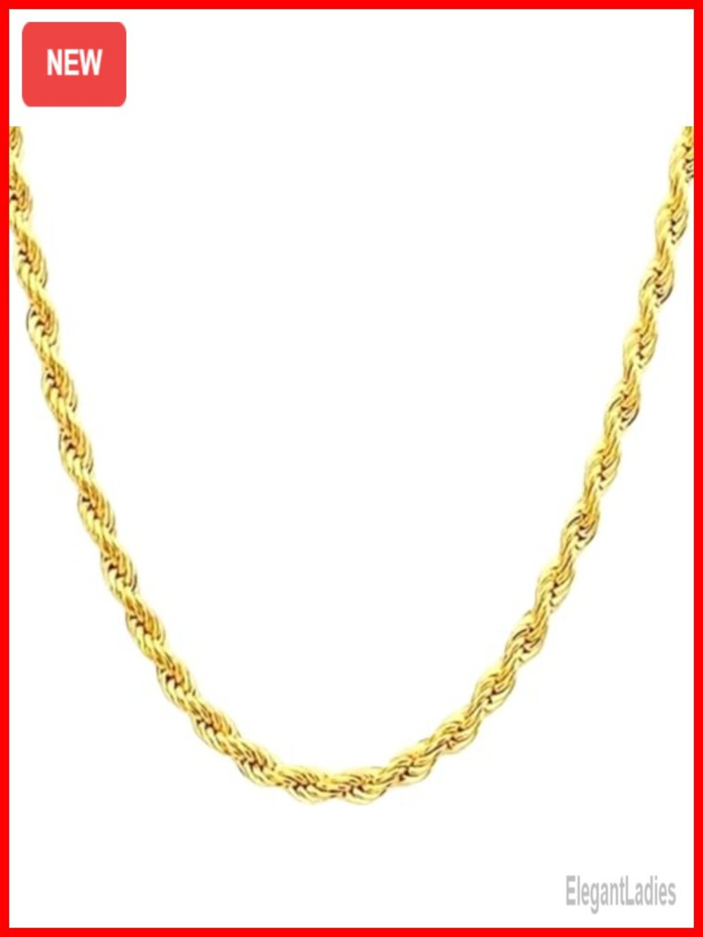 14K Gold Twisted Rope Chain Necklace 16 Inch Lobster Clasp Unisex Gift